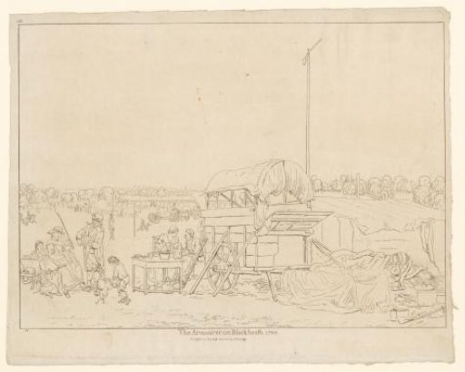 Covered wagon in the military camp