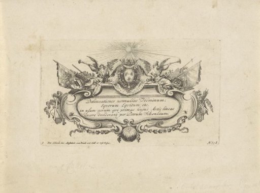 Title print for a series of study sheets with figures and horses