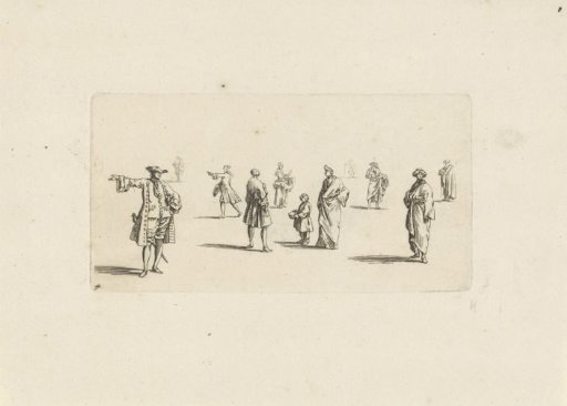 Study sheet with standing men and women