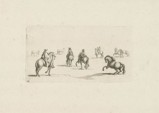 Study sheet with four riders and horses