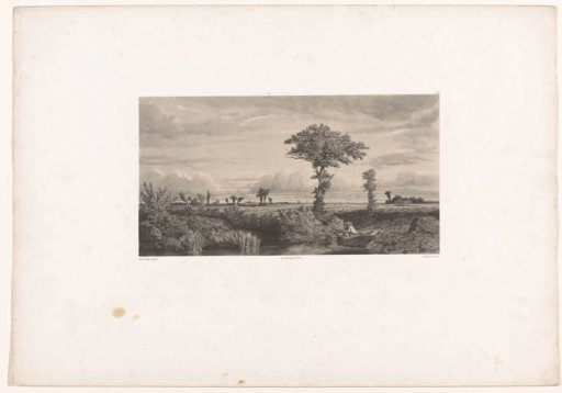 Pastoral landscape with fisherman