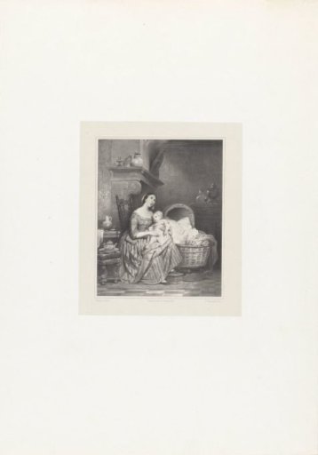 Mother with child and cradle