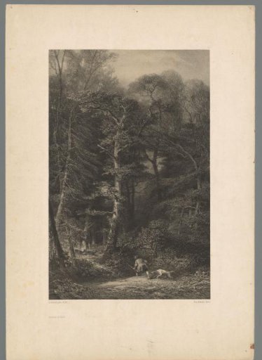 Hunter with dog in the forest
