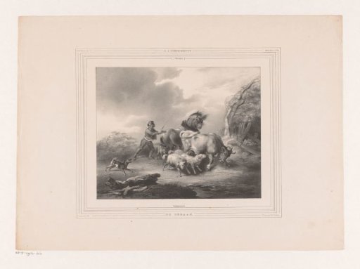 Farmer with His Animals Fleeing from a Hurricane