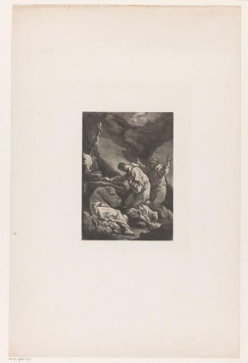 Three Hermits in a Cave by a Crucifix