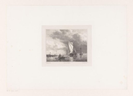 Rowing boat and sailing boats under way