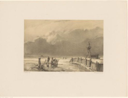 Winter landscape with a lighthouse