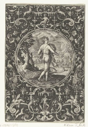 Medallion with Juno in a frame of grotesques.