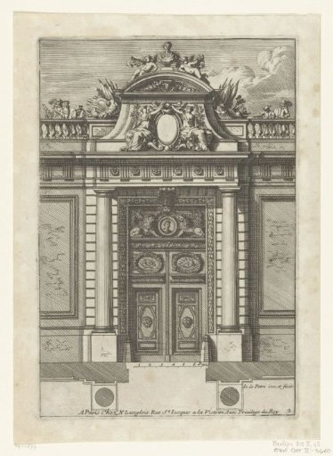 Portico with an attic.