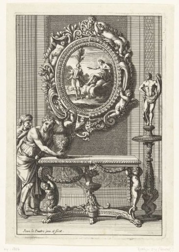 Oval mirror with Apollo and Cyparissus
