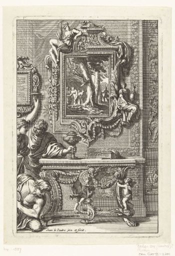 Rectangular mirror with Diana and Actaeon