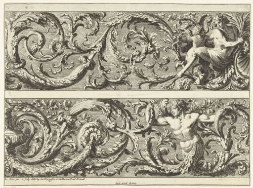 Two friezes with leafy scrolls