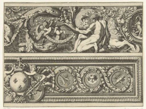 Two friezes with leafy scrolls