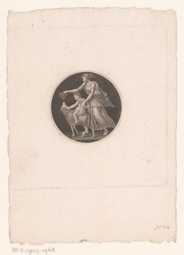 Woman holding a child riding a sheep