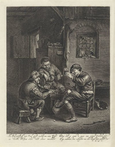 Three Peasants Sitting Around a Bench