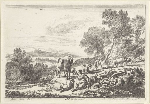 Hill Landscape with Shepherds and Peasants