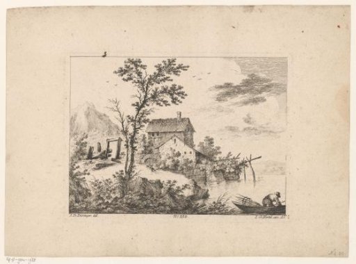 Mountain landscape with houses by the water