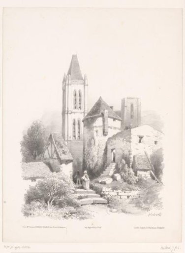 Village church with ruins