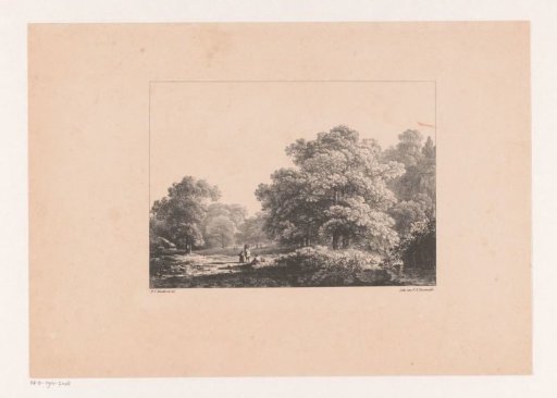 View of a forest with three figures