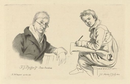 Boy drawing and the portrait of François Joseph Pfeiffer