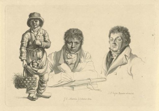 Portraits of J.P. Visser Bender and P.Pz. Barbiers next to a boy