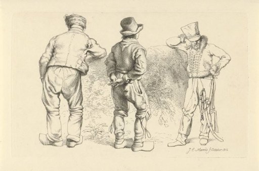 Study sheet with three standing figures