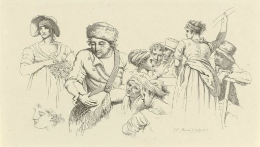 Study sheet with figures and heads