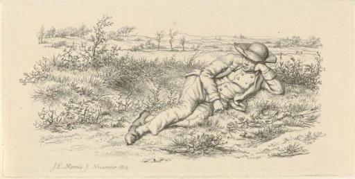 Lying man in a landscape
