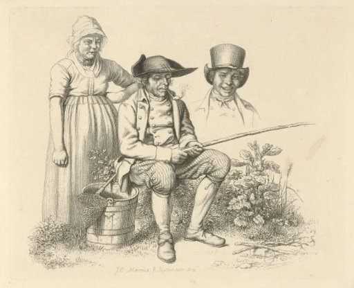 Study sheet with a fisherman, a woman and a bust of a man