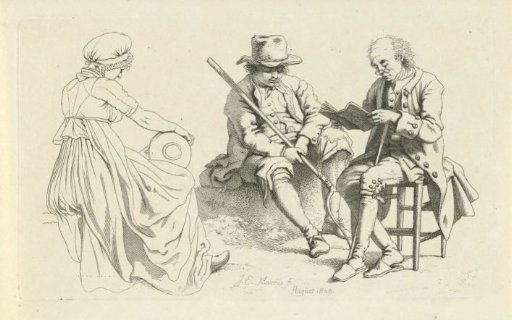 Study sheet with three seated figures
