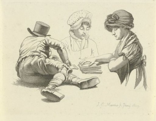 Study sheet with a reclining man and two ladies