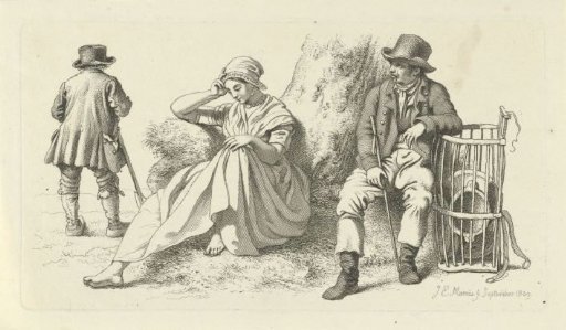 Figures by a tree