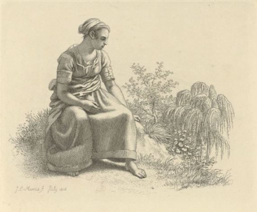 Seated young woman in a landscape