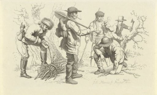 Study sheet with woodcutters and wood gatherers