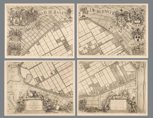 Map of the Watergraafsmeer, consisting of four parts