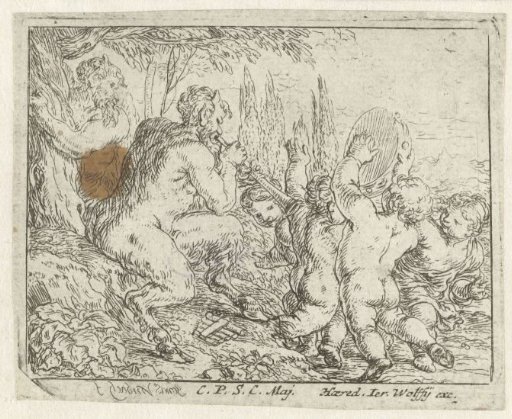 Satyrs Playing Music and Dancing Children