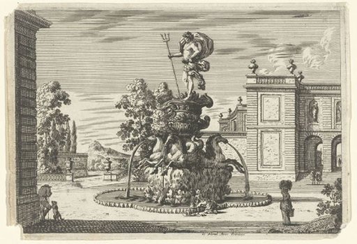 Monumental fountain with Neptune