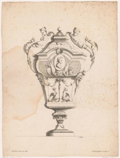 Vase with medallion and half-figures