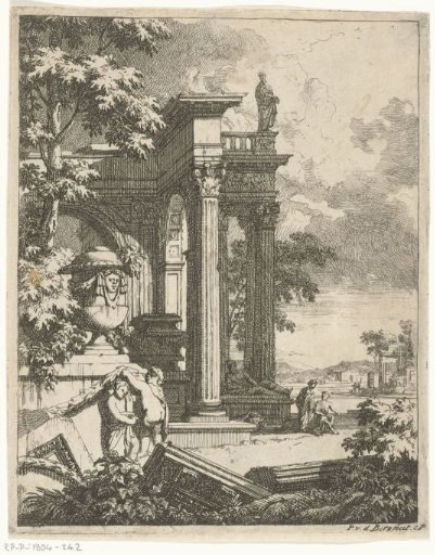 Landscape with ruins of classical buildings