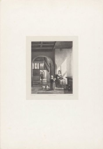 Woman peeling potatoes in a Dutch interior
