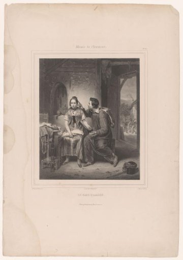 Girl having a lock of hair cut off by a boy in love
