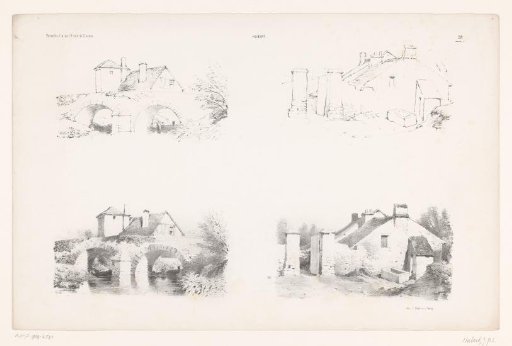 Two scenes of houses in two drawing steps