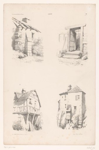 Four views with parts of houses