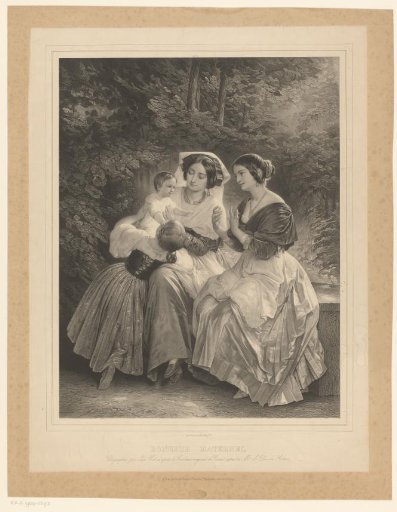 Two women with two young children playing outside