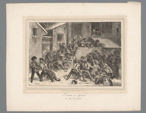 Children during a snowball fight