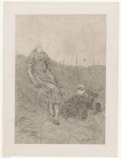 Dune Landscape with a Girl and a Young Child