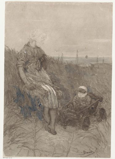 Dune Landscape with a Girl and a Young Child
