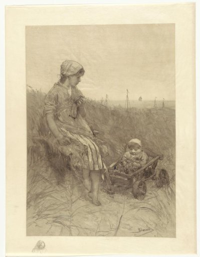Dune Landscape with a Girl and a Young Child