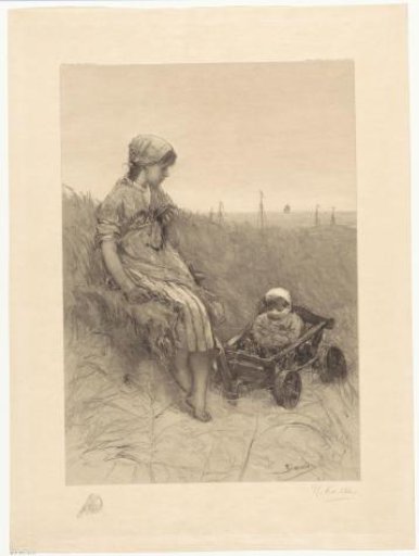 Dune Landscape with a Girl and a Young Child