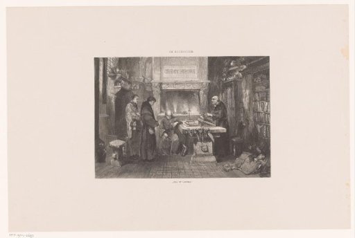 Four monks in a study